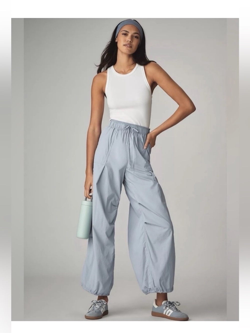 Anthropologie Daily Practice Jumpsuit Womens Medium Messa Cargo Blue White